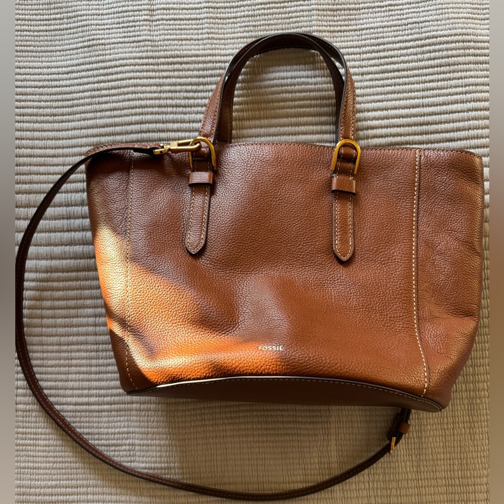 Fossil Brown Leather Tote Bag